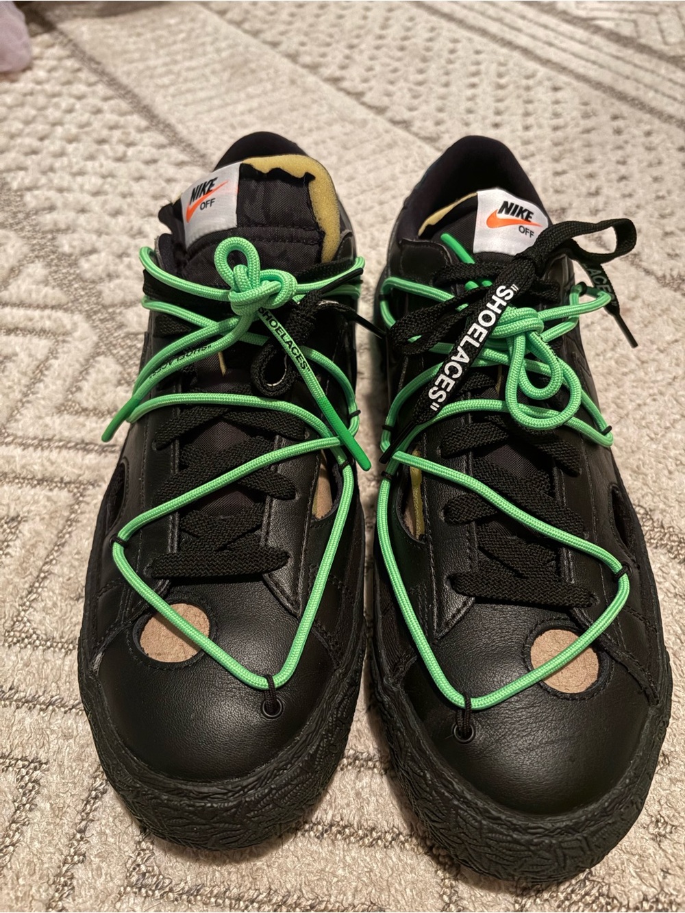 NIKE x Off White Blazer Low x Off-White Black and Electro Green Mens 11.5